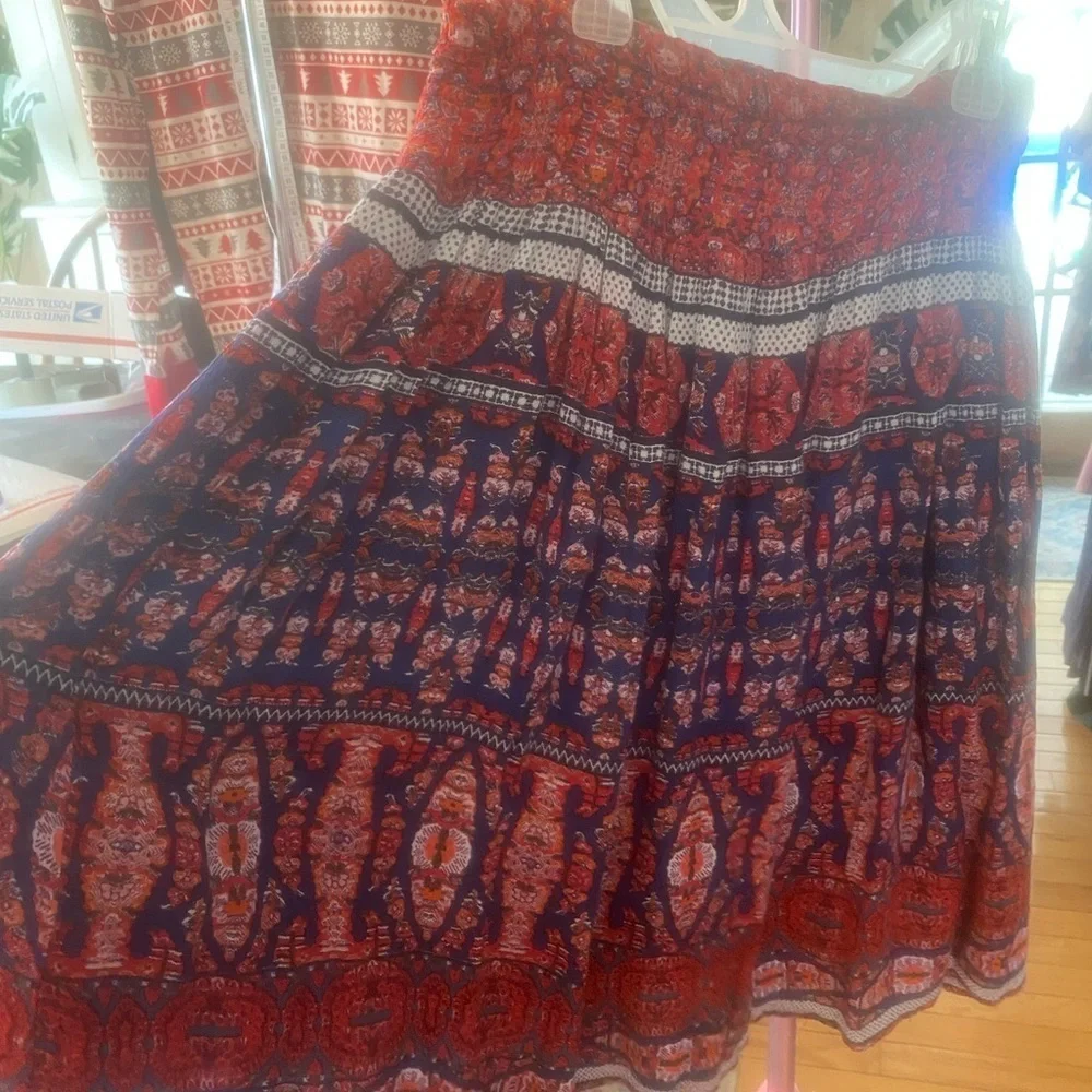 Bohemian Red and Blue Women's Skirt #0091
